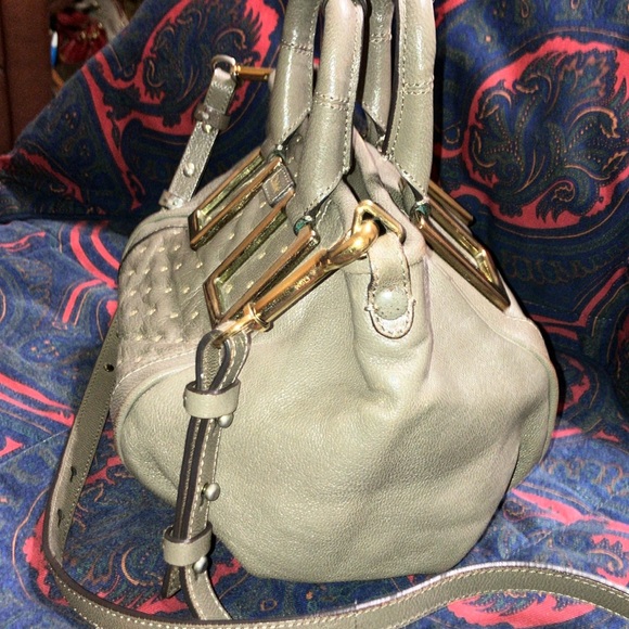 Chloe Taupe Brown Shoulder Bag with Gold Accents - Picture 7 of 14
